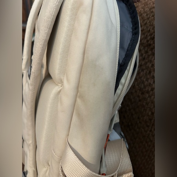 The North Face Cream Backpack with Orange Zipper Pulls - Picture 7 of 9